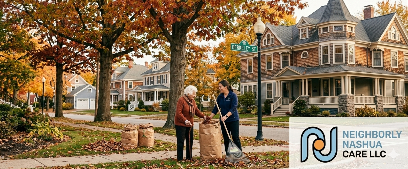 Caregiver and senior in Nashua neighborhood